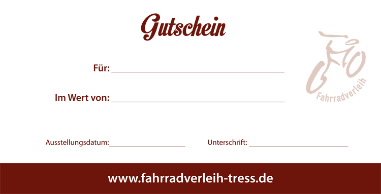 Geschenk - Gutschein für Fahrradverleih